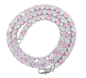 Kensington Tennis Necklace in Contrast Pink