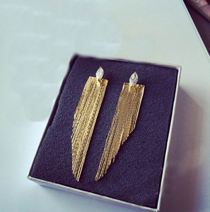 Marquise Gold Tassel Earrings