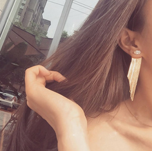 Load image into Gallery viewer, Marquise Gold Tassel Earrings
