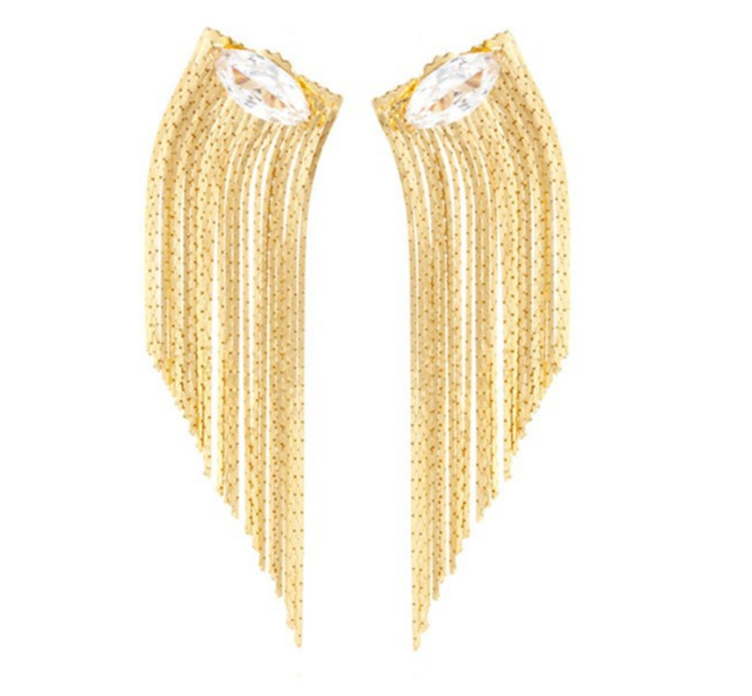 Marquise Gold Tassel Earrings