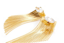 Load image into Gallery viewer, Marquise Gold Tassel Earrings
