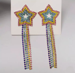 Rainbow Starry Tassel Earrings